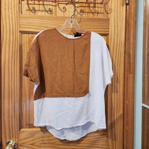 Color Blocked Top (Caramel, White, Light Blue)